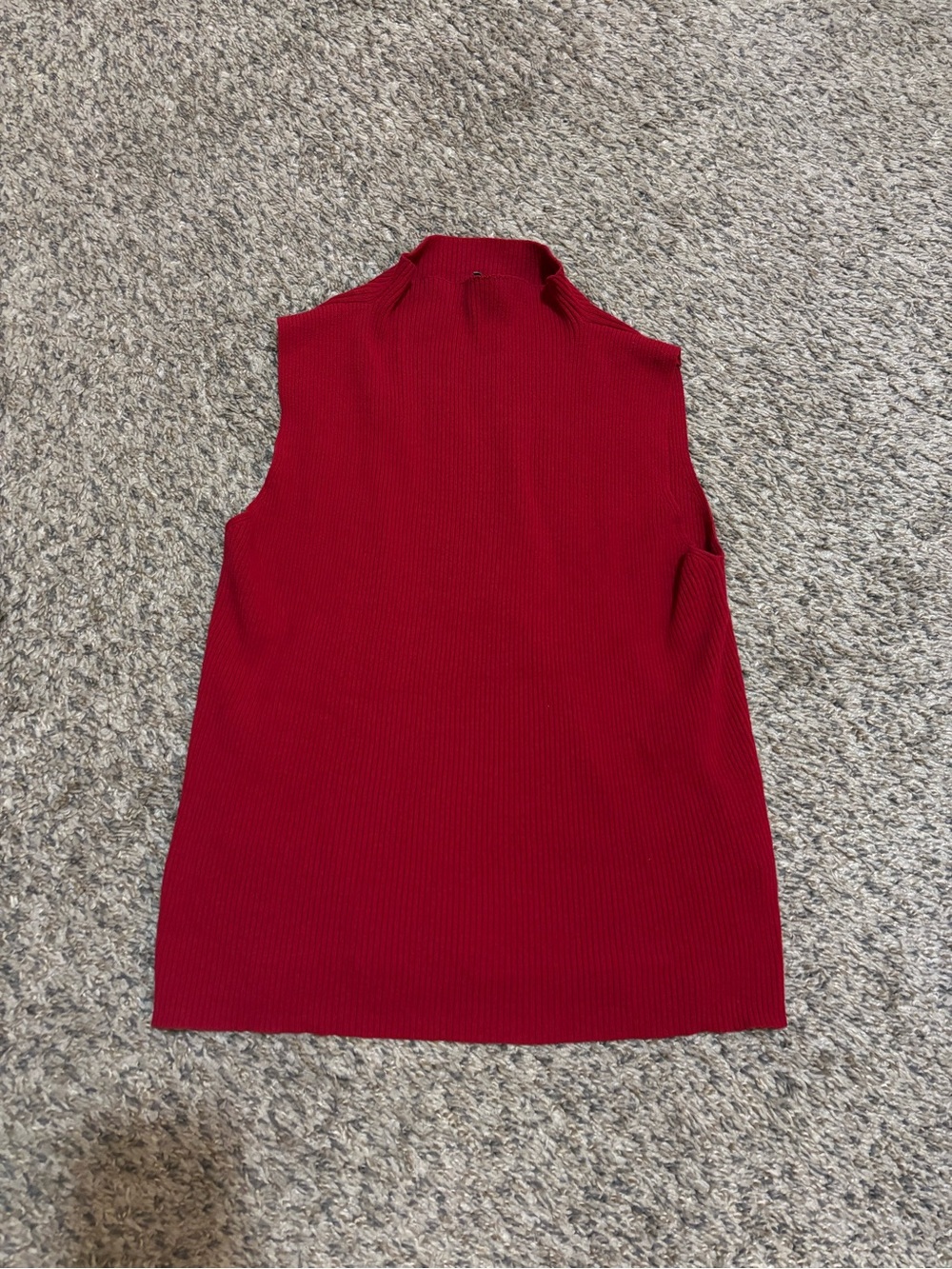 Eileen Fisher Sleeveless Ribbed Mock Neck Tank - Crimson Red